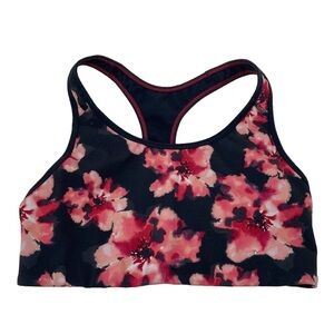 Black and Pink Floral Active Wear Top Bra